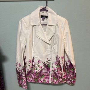 Dennis Basso Floral Motorcycle Jacket size 8